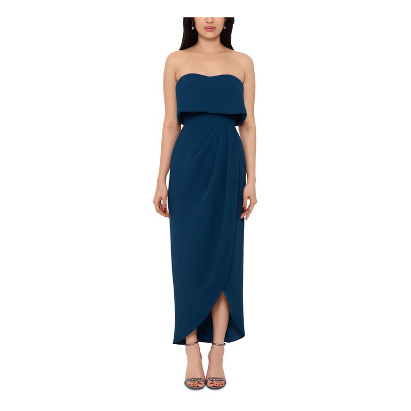 Xscape Womens Sleeveless Sweetheart Neckline Maxi Evening Sheath Dress